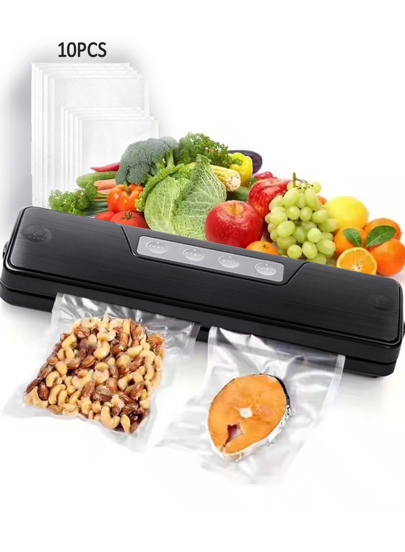Vacuum Sealing Machine, Small Fully Automatic Sealing And Plastic Sealing Machine, Fresh-Keeping Vacuum Packaging Machine,Multi-Functional Food Vacuum Sealing Machine,Durable Vacuum Machine,Kitchen,Dining Room,Household Type,Sealer Packaging Reusable,With 10 Sealed Bags  - Image 1