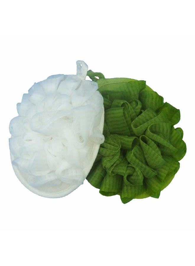 Estfin 2 Pack Exfoliating Bath Shower Spa Pouf Mesh Flower Loofah Sponge Ball Brush Scrub Scrubber Mitt Mitten Glove Cleanse Pad, Remove Body Dead Skin for Men and Women - Image 1