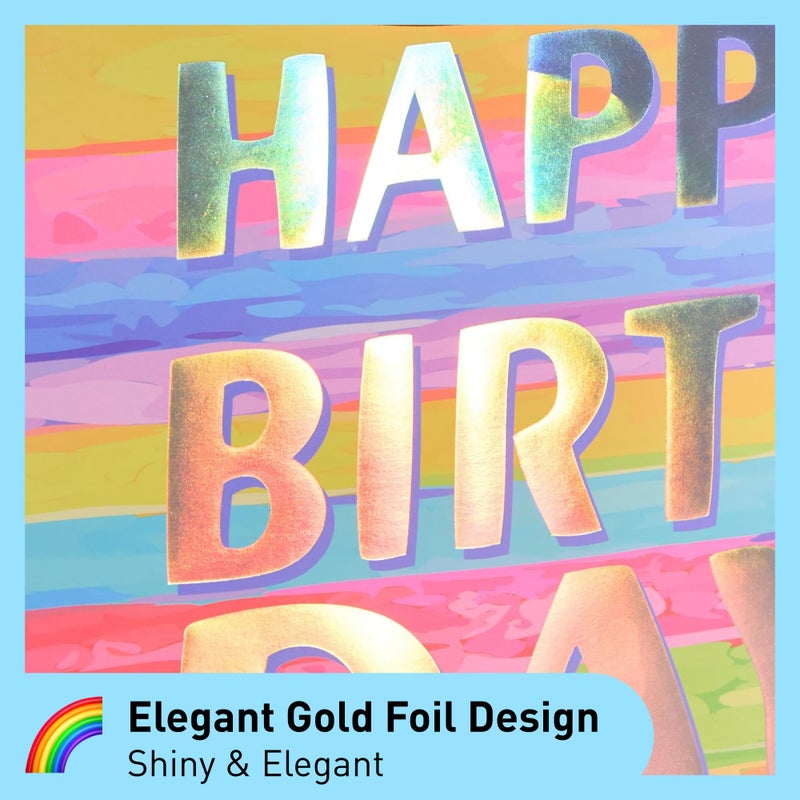 SUNCOLOR Large Happy Birthday Gift Bag with Tissue Paper & Card, 13 x 10.2 x 4.7 Inches Premium Paper Bag for Birthday, Kids', Women's & Mother's Gifts - Image 4