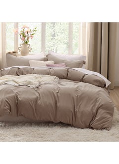 Bedsure Bedsure Khaki California King Duvet Cover - Soft Prewashed Cal King Duvet Cover Set, 3 Pieces, 1 Duvet Cover 104x98 Inches with Zipper Closure and 2 Pillow Shams, Comforter Not Included  - Image 1