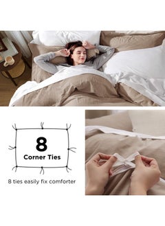 Bedsure Bedsure Khaki California King Duvet Cover - Soft Prewashed Cal King Duvet Cover Set, 3 Pieces, 1 Duvet Cover 104x98 Inches with Zipper Closure and 2 Pillow Shams, Comforter Not Included  - Image 5