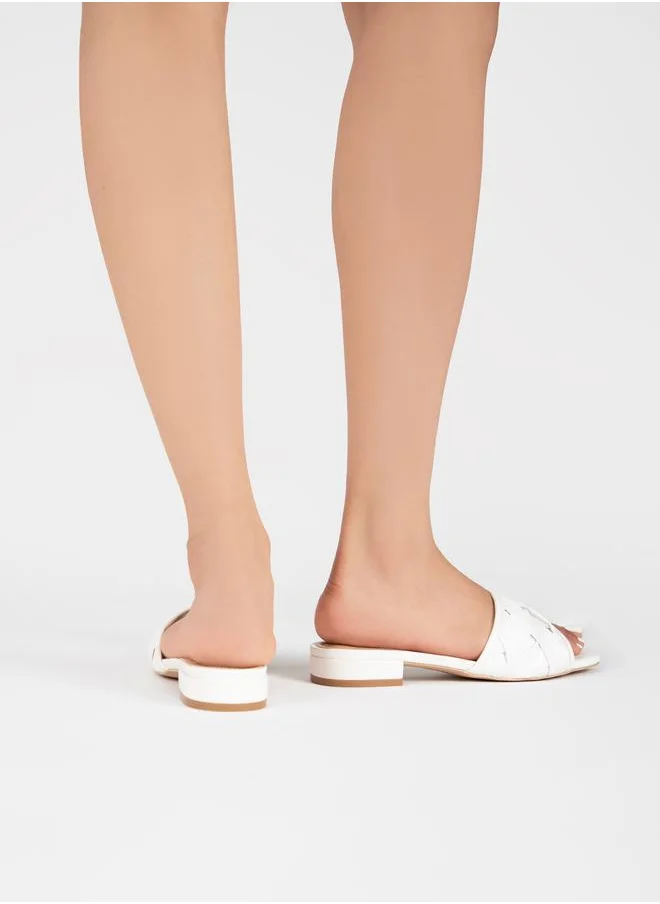 RAID Textured Strap Low Heel Sandals by Styli
