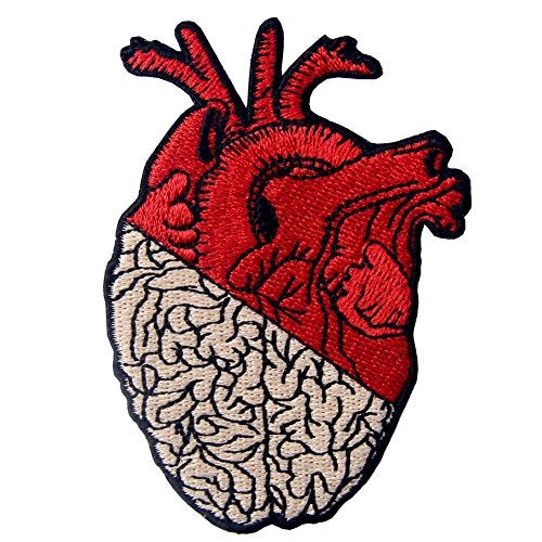 ZEGIN Heart Brain Patch Embroidered Badge Iron On Sew On Emblem - Image 1