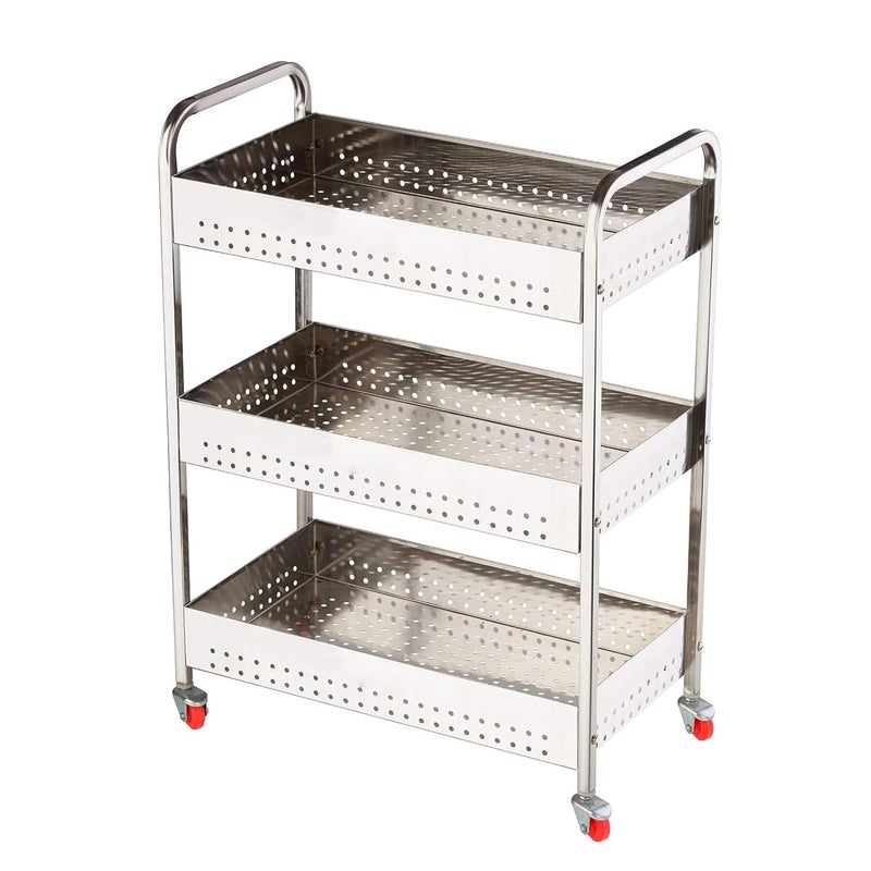 HaRvic HaRvic Stainless Steel Kitchen Trolley Fruits Vegetable Basket Spice Container Organizer Rack for Kitchen Multipurpose Kitchen Rotating Trolley for Onion Potato Storage Basket LWH 44 x 23 x 61CM  - Image 5