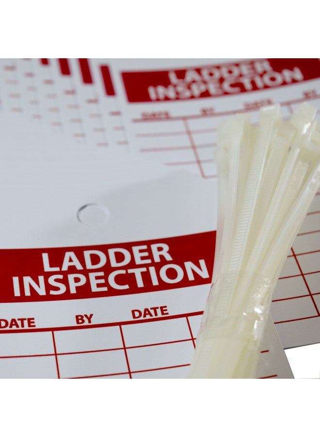 NMC علامة منع الحوادث NMC RPT168، "فحص السلم"، عرض 3" × ارتفاع 6"، فينيل غير قابل للتمزق، أحمر على أبيض (عبوة من 25)  - Image 3