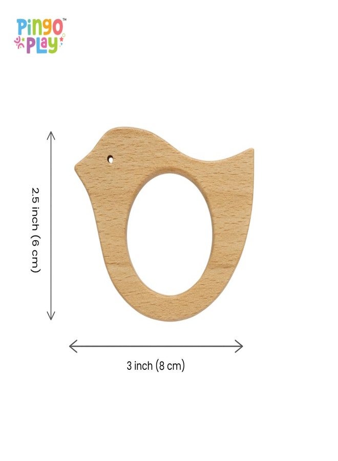 Pingo Play Wooden Rattle | Montessori Sensory Toy for Babies | Natural Beech Wood, Non-Toxic Paint, Eco-Friendly Baby Toy Set (3+ Months) (Rattle + Bird Teether) - Image 4