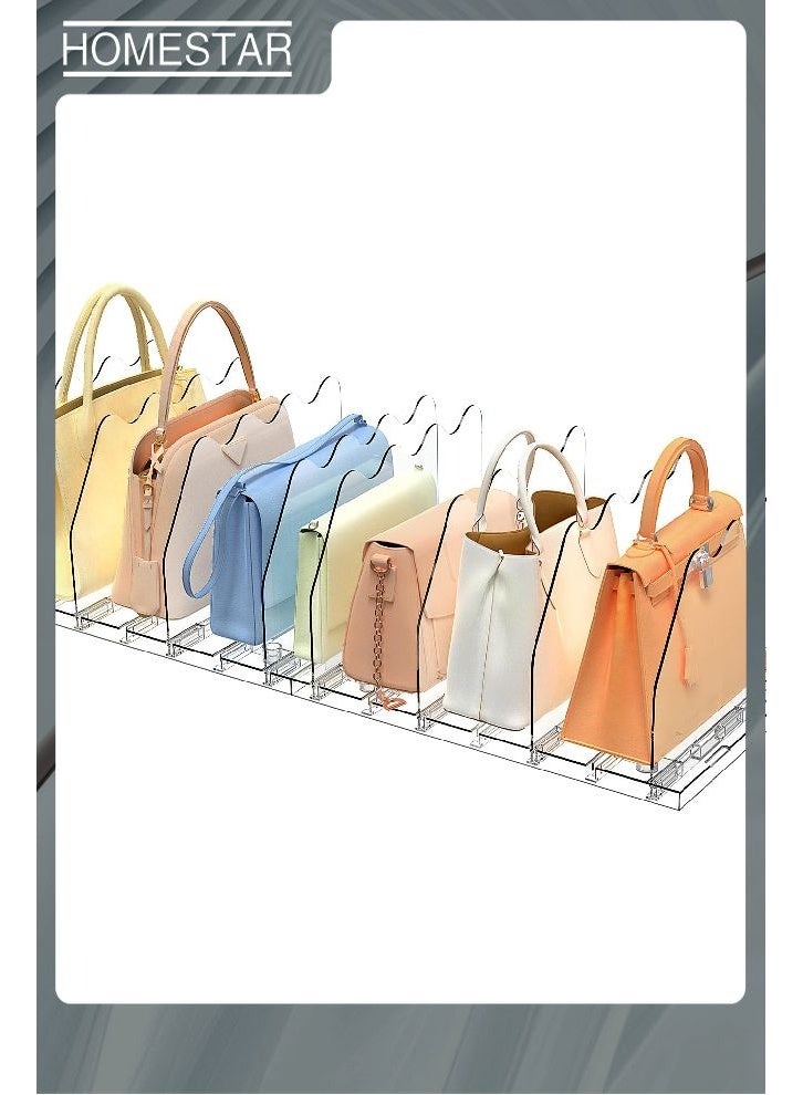 HOMESTAR Adjustable Clear Purse Organizers for Closet, Acrylic Shelf Divider for Bag and Purse Storage, Clear Pocketbook and Handbag Organizer, Bookshelf Separator Organizers for House, Office Use, Clear - Image 2