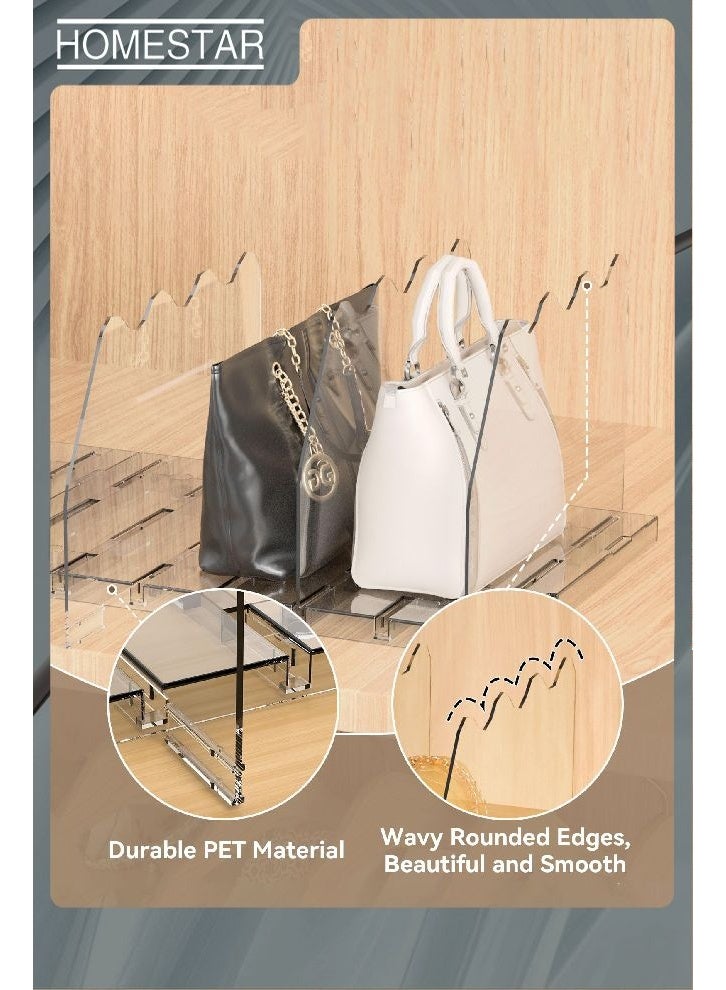 HOMESTAR Adjustable Clear Purse Organizers for Closet, Acrylic Shelf Divider for Bag and Purse Storage, Clear Pocketbook and Handbag Organizer, Bookshelf Separator Organizers for House, Office Use, Clear - Image 3