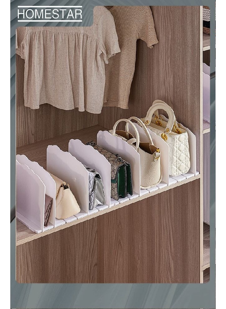 HOMESTAR Adjustable Clear Purse Organizers for Closet, Acrylic Shelf Divider for Bag and Purse Storage, Clear Pocketbook and Handbag Organizer, Bookshelf Separator Organizers for House, Office Use, Clear - Image 1
