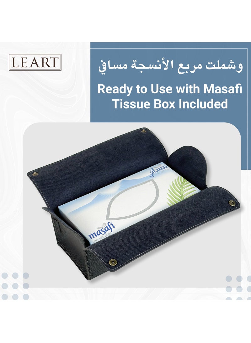 LeArt Leather Tissue Box Holder – Tissue Box Holder for Home Decorations for Living Room, Bedroom and Office | Tissue Box Cover | Car Tissue Holder | Tissue Box Cover for Car (Black) - Image 4