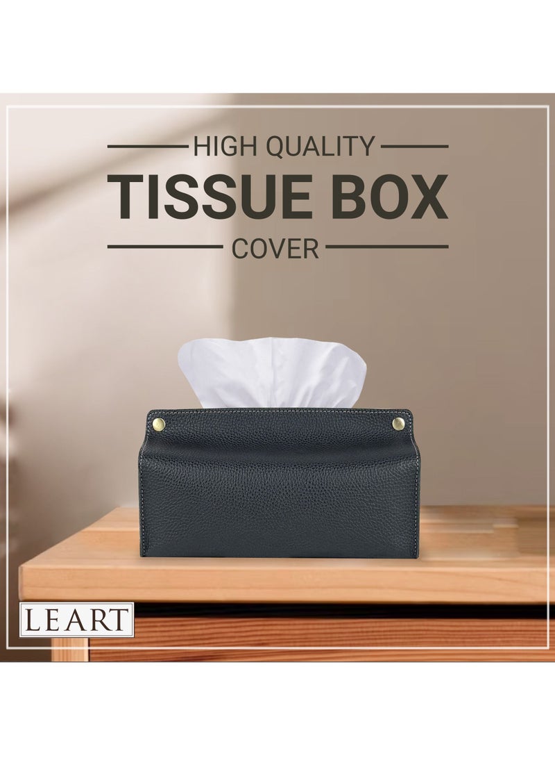 LeArt Leather Tissue Box Holder – Tissue Box Holder for Home Decorations for Living Room, Bedroom and Office | Tissue Box Cover | Car Tissue Holder | Tissue Box Cover for Car (Black) - Image 5