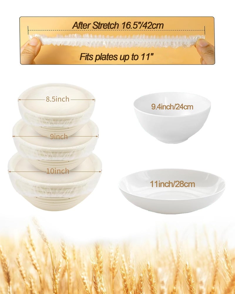 Adove Shower Caps for Sourdough Bread,200pcs Reusable Plastic Bowl Covers for Bread Proofing, Food Fresh Keeping Bags, Sourdough Essentials,Fits Bowls Up to 11" - Image 2