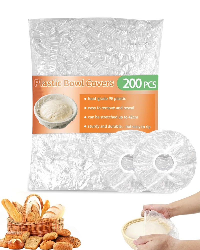 Adove Shower Caps for Sourdough Bread,200pcs Reusable Plastic Bowl Covers for Bread Proofing, Food Fresh Keeping Bags, Sourdough Essentials,Fits Bowls Up to 11" - Image 1