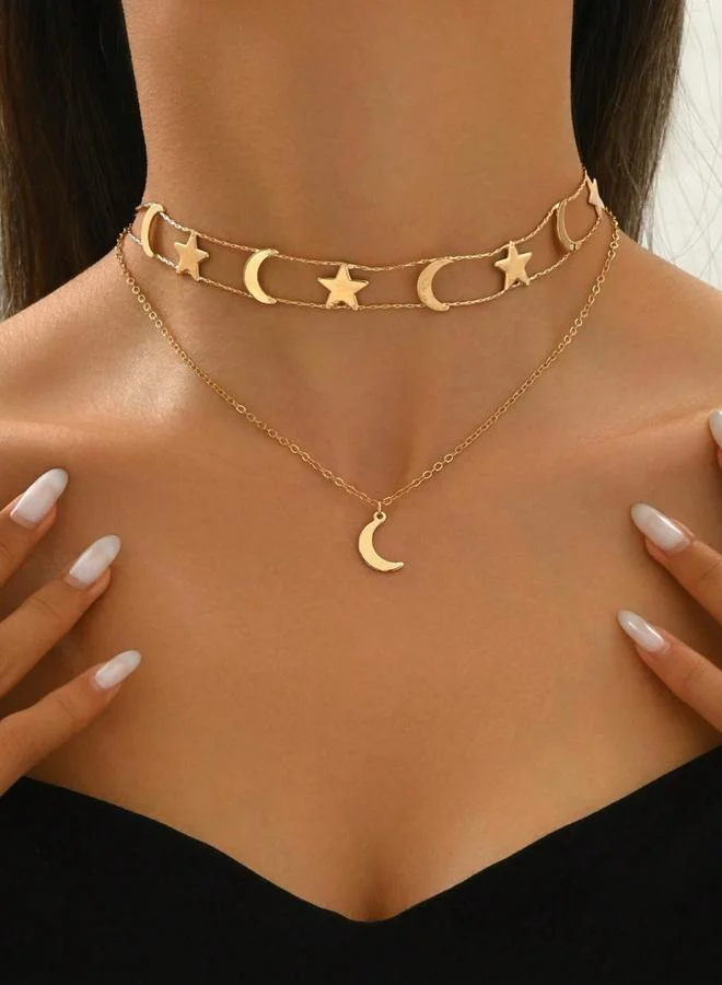 Take Two Take Two Star Moon Decor Layered Necklace