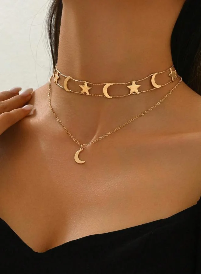 Take Two Take Two Star Moon Decor Layered Necklace