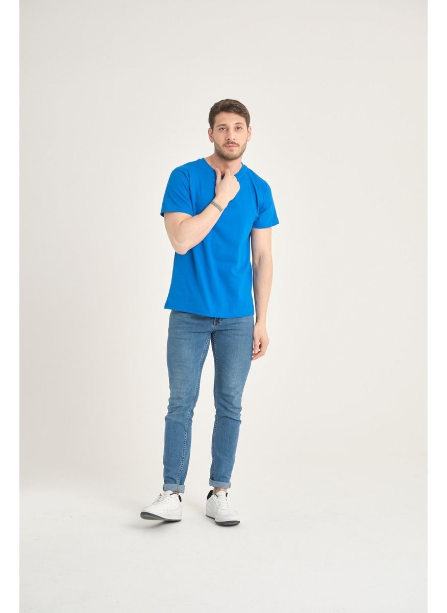 Four Man - Men's Cotton Standard Pattern Non-Wrinkle Fabric Plain Basic T-Shirt - Image 1
