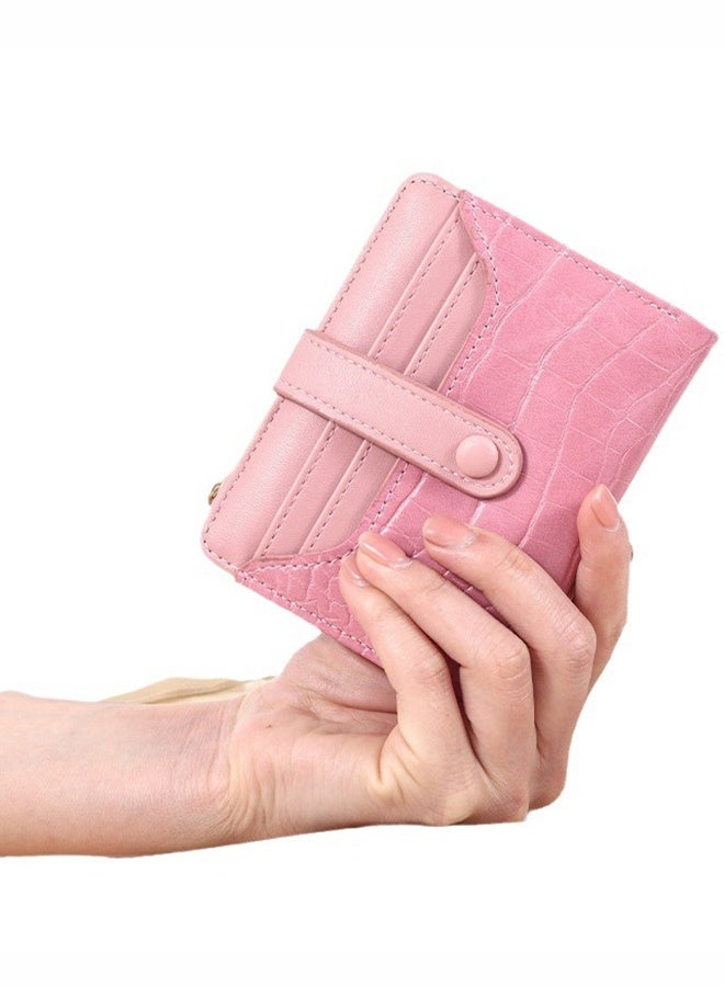 Women's Wallet Large Capacity Coin Purse Card Holder Short Wallet Crocodile Pattern Wallet (Pink)  - Image 4