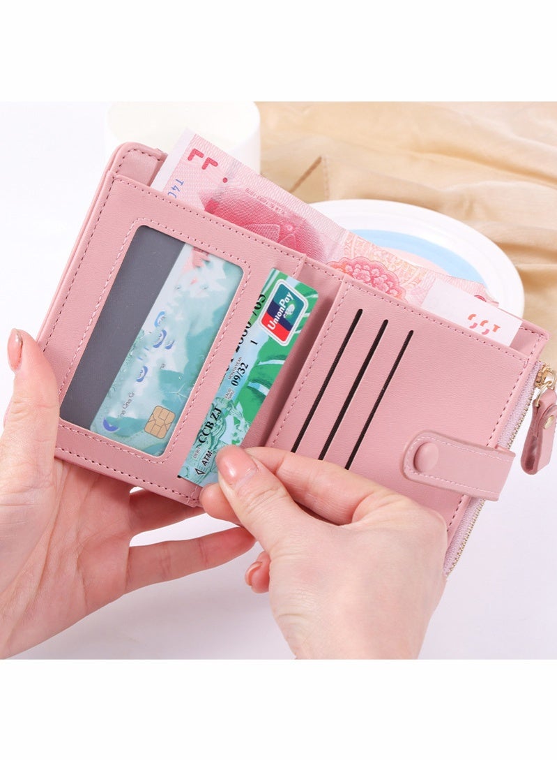 Women's Wallet Large Capacity Coin Purse Card Holder Short Wallet Crocodile Pattern Wallet (Pink)  - Image 2
