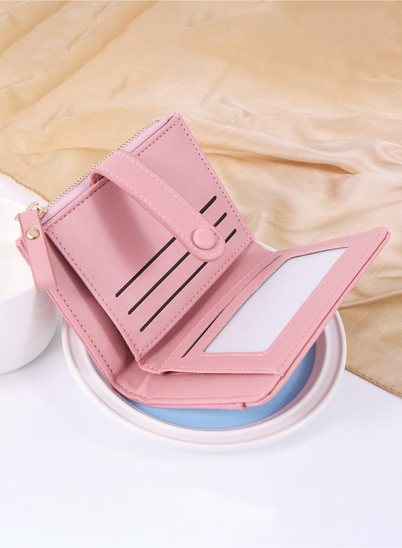 Women's Wallet Large Capacity Coin Purse Card Holder Short Wallet Crocodile Pattern Wallet (Pink)  - Image 3