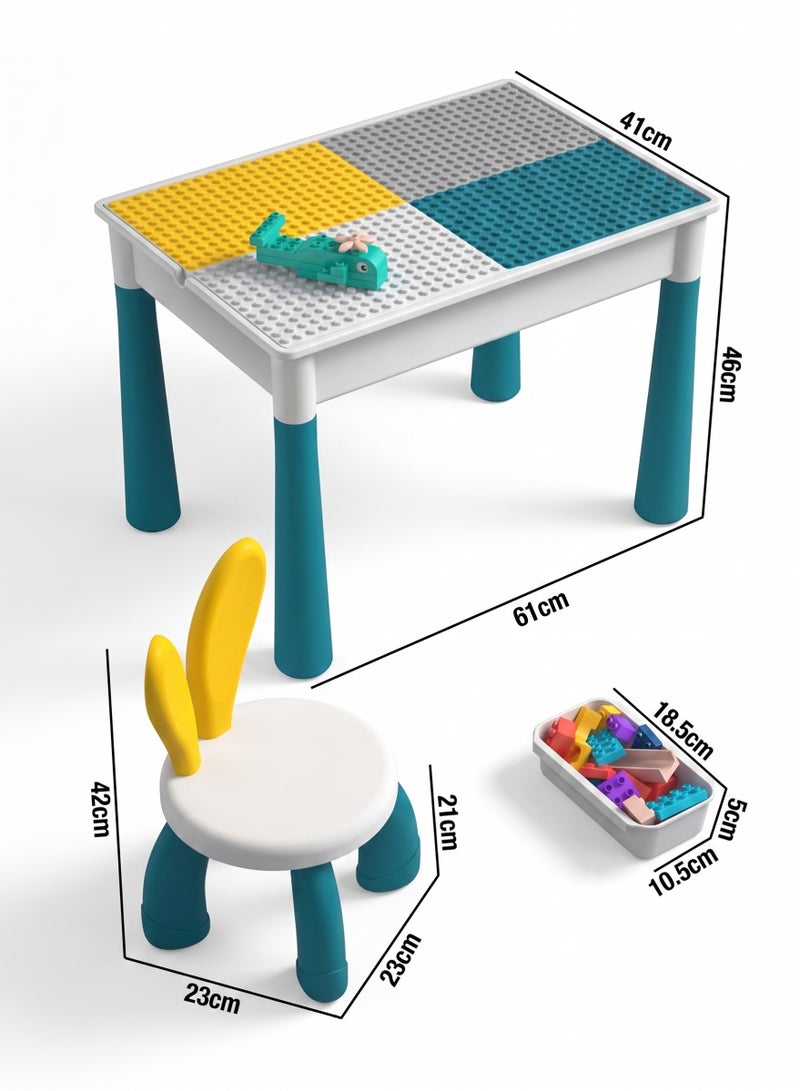 Reelyo Kids Activity Table Set With 1 Chair 4 Storage Boxes and 502 Large Size Blocks, Multifunctional Educational Block Table,Kids Play Learning Table for Toddler Boys Girls - Image 2