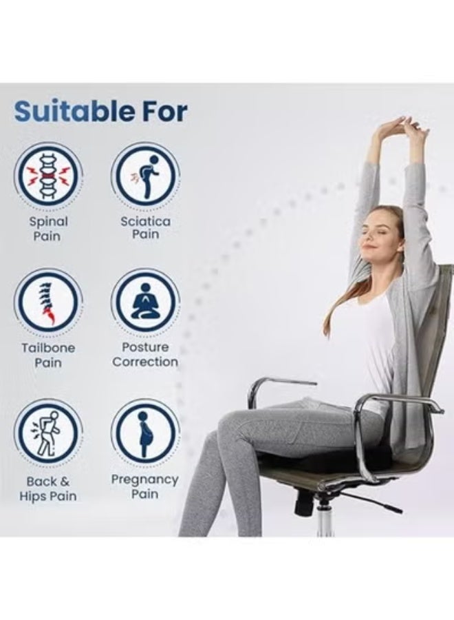 Memory foam seat cushion and back support set to relieve back and coccyx pain and improve posture for chairs, offices, and homes. - Image 5