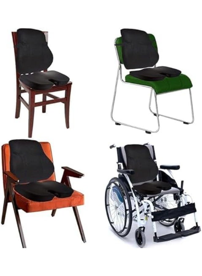 Memory foam seat cushion and back support set to relieve back and coccyx pain and improve posture for chairs, offices, and homes. - Image 2