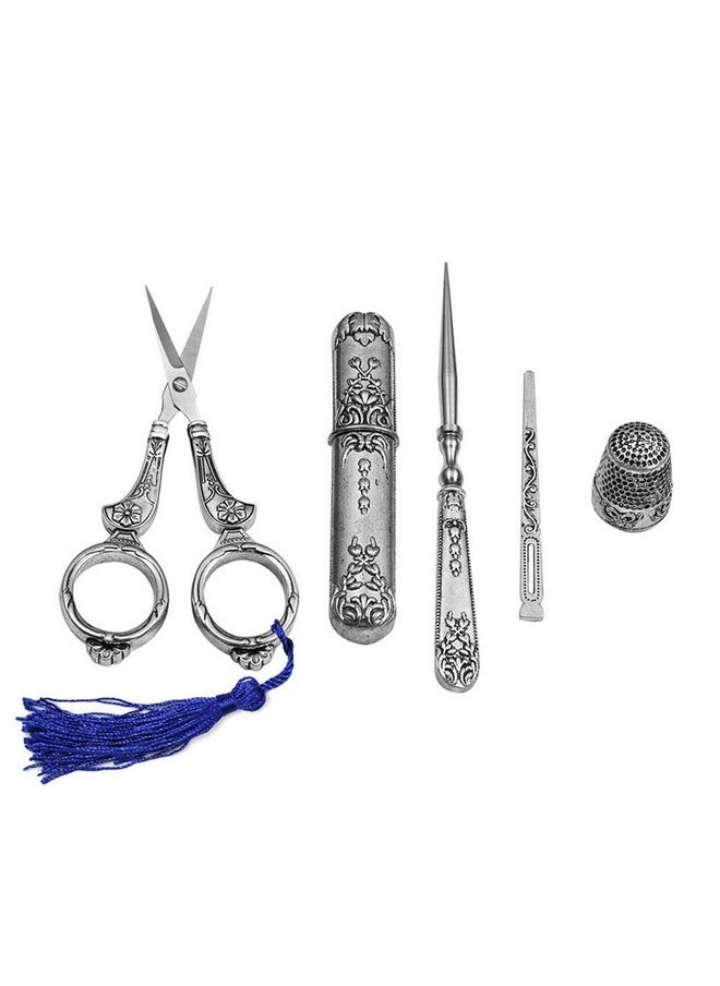 Butuze Embroidery Scissors Complete Vintage Sewing Tools With Sewing Needle Box Awl Sewing Thimble Threader For Sewing Cutting Art Work Embroidery Needlework  - Image 1