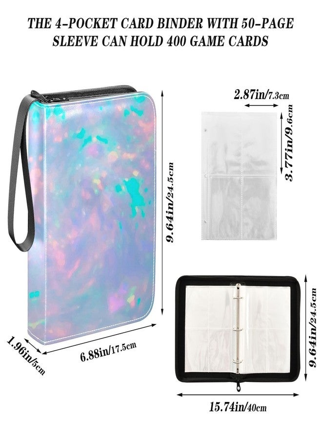 ALAZA 4 Pockets Trading Card Album Holder Book Folder Sports Card Binder Magical Rainbow 4 400 Double Side Pockets for 3 Ring Binder Zipper - Image 3