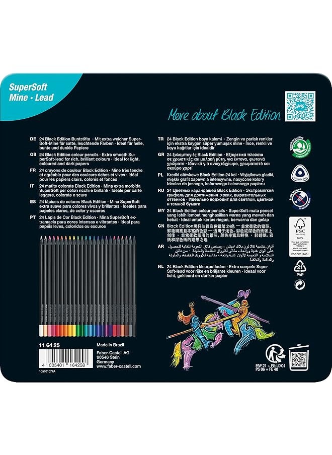 FABER-CASTELL - Blackwood 116425 Coloring Pencils Black Edition 24 Metal Case - Image 1