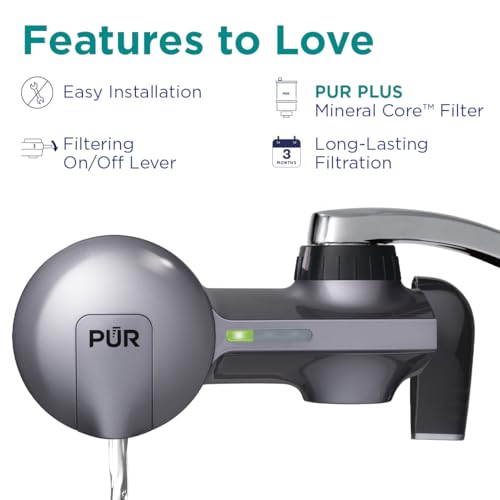 PUR Plus Horizontal Faucet Mount Filtration System with 3-in-1 Lead Reducing Filter, Water Filter for Sink, Lasts 100 Gallons, Compatible with Sinks with External Aerators, Metallic Grey - Image 4