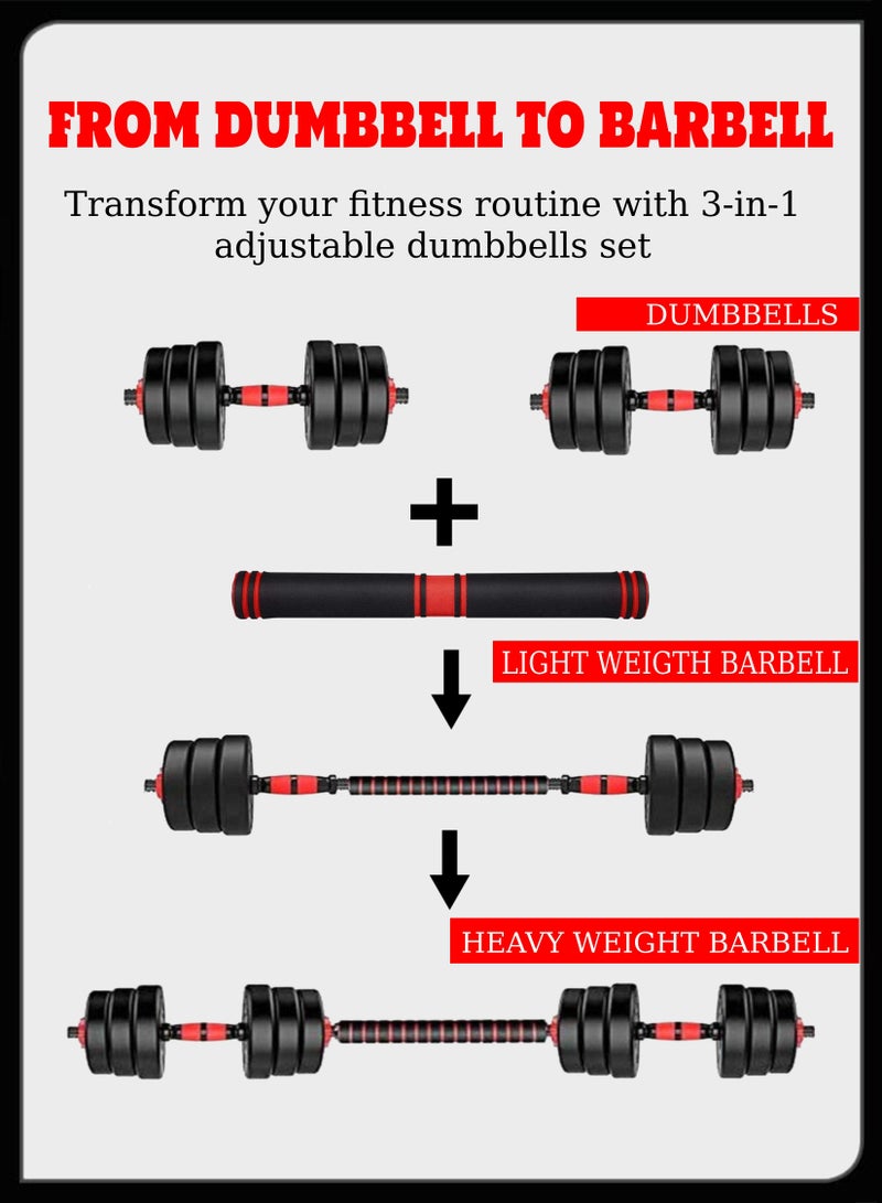 Toshionics 20Kg Multipurpose Adjustable Dumbbell Set Gym Equipment For Your Full Body Cardio And Strength Training Workout Also Space Efficient Fitness Equipment For Home Workout - Image 3