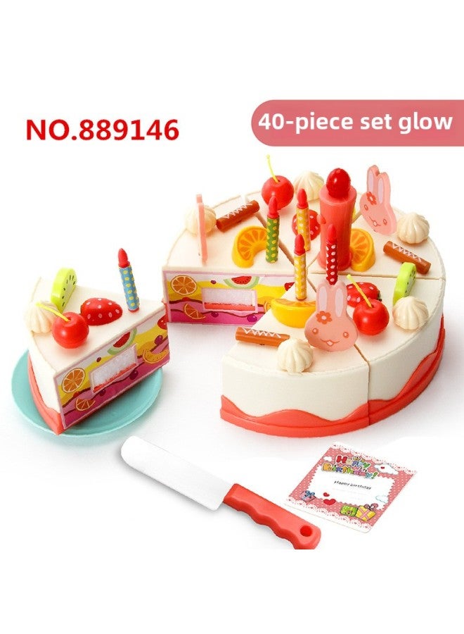 Children's Cutting Fruit Diy Cake Toy Music Electric Birthday Gift Simulation Play House Girl Toy-Color:889146-40PCS With Light 0.28kg - Image 1