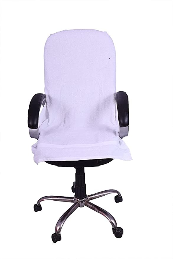 Shree Shyam White Plain Chair Towel Cover with Tie Knot 36 72 inches Cotton  - Image 1