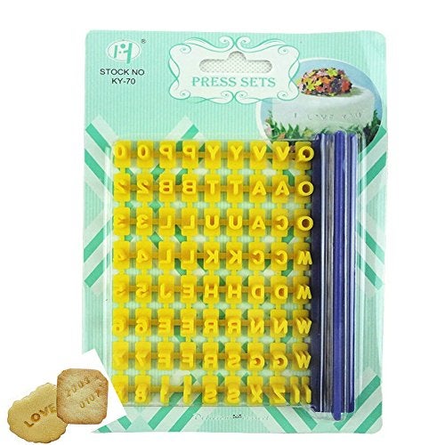 Gracelife 73 pcs Alphabet, Number, Letter Symbols Biscuit Fondant Cake/Cookie Stamp Impress Embosser cutter - Mold Tool Set - Image 1