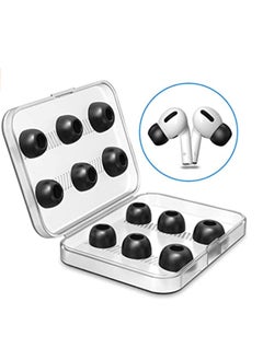 Ear Tips Replacement Memory Foam Tips Compatible for Airpods Pro, Fit in The Charging Case, Anti-Slip Reducing Noise in-Ear Eartips, Black Ear Buds with Portable Storage Box 6 Pairs