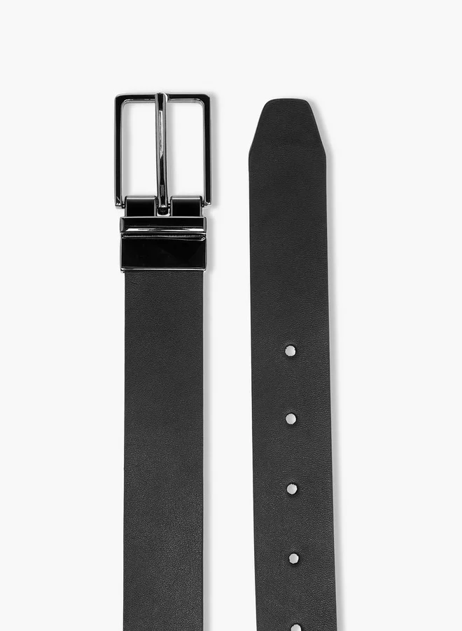 DUCHINI Solid Leather Belt with Pin Buckle Closure