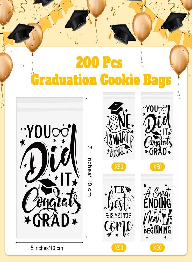 Kolldenn 200 Pcs 2026 Graduation Cookie Bags Bulk Self Adhesive Kraft Paper Food Safe & Oilproof Grad One Smart Cookie Gift Bags for Grad Party,Bakery,Coffee Beans,Snacks(White - Image 2
