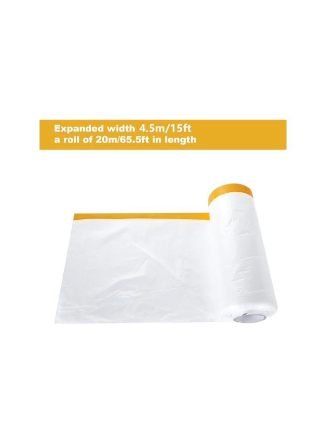 PROMASS promass 2M x 20M Tape and Drape, Plastic Drop Cloth Plastic Sheeting with Masking Tape,Waterproof Dust-Proof Protective Masking Film,Prevent Dust Paint Cover for Car,Furniture,Carpet,Floor,Bed  - Image 2