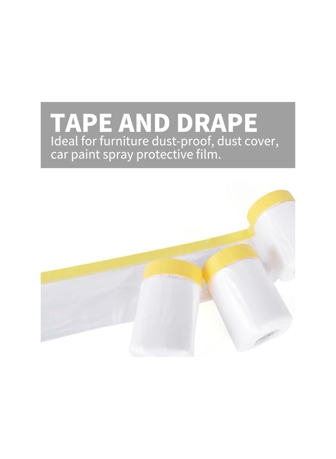 PROMASS promass 2M x 20M Tape and Drape, Plastic Drop Cloth Plastic Sheeting with Masking Tape,Waterproof Dust-Proof Protective Masking Film,Prevent Dust Paint Cover for Car,Furniture,Carpet,Floor,Bed  - Image 3