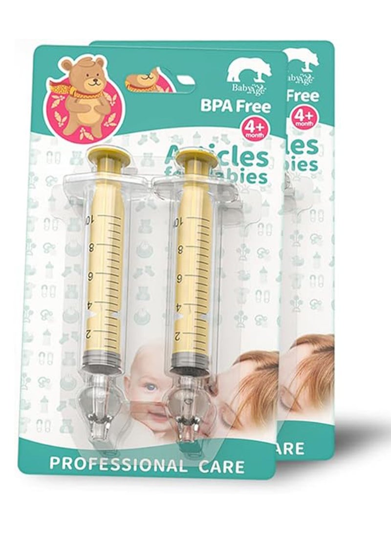 Baby Nasal Syringe (yellow)- 4 Pack - Safe Silicone Baby Nasal Aspirator Quick Syringe Nasal Cleaner Rinse Tool for Babies/Toddlers/Children - Image 1