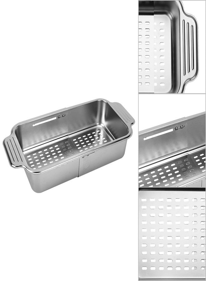 LUEXBOX Expandable Dish Drying Rack Over The Sink, Stainless Steel Drainer Basket with Adjustable Arms for Vegetable and Fruit (Silver) - Image 3