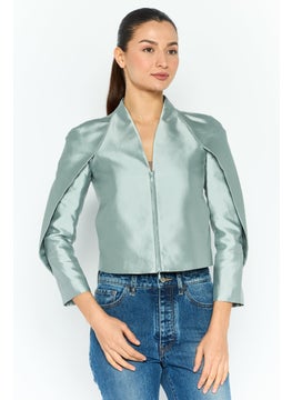 EMPORIO ARMANI Women Regular Fit Plain Semi Formal Blazer, Grey  - Image 1