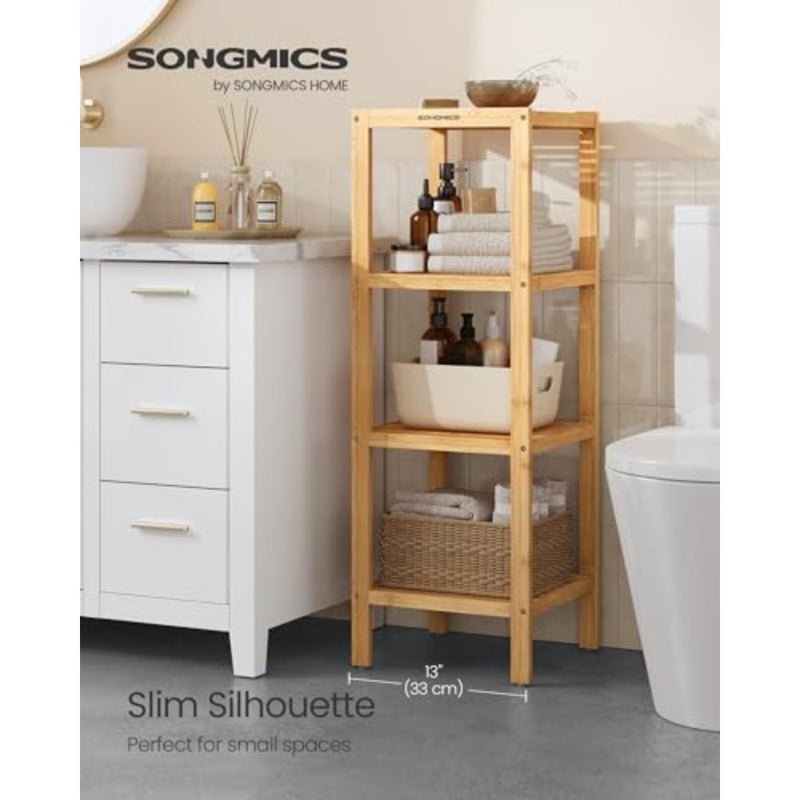 100% Bamboo Bathroom Shelf 4-Tier Multifunctional Storage Rack Shelving Unit 38.6 x 13 x 13 Inches UBCB54Y - Image 4