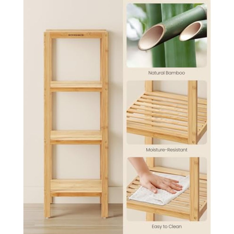 100% Bamboo Bathroom Shelf 4-Tier Multifunctional Storage Rack Shelving Unit 38.6 x 13 x 13 Inches UBCB54Y - Image 5