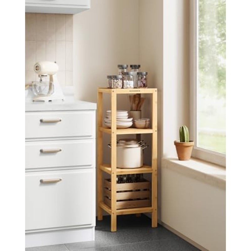 100% Bamboo Bathroom Shelf 4-Tier Multifunctional Storage Rack Shelving Unit 38.6 x 13 x 13 Inches UBCB54Y - Image 2