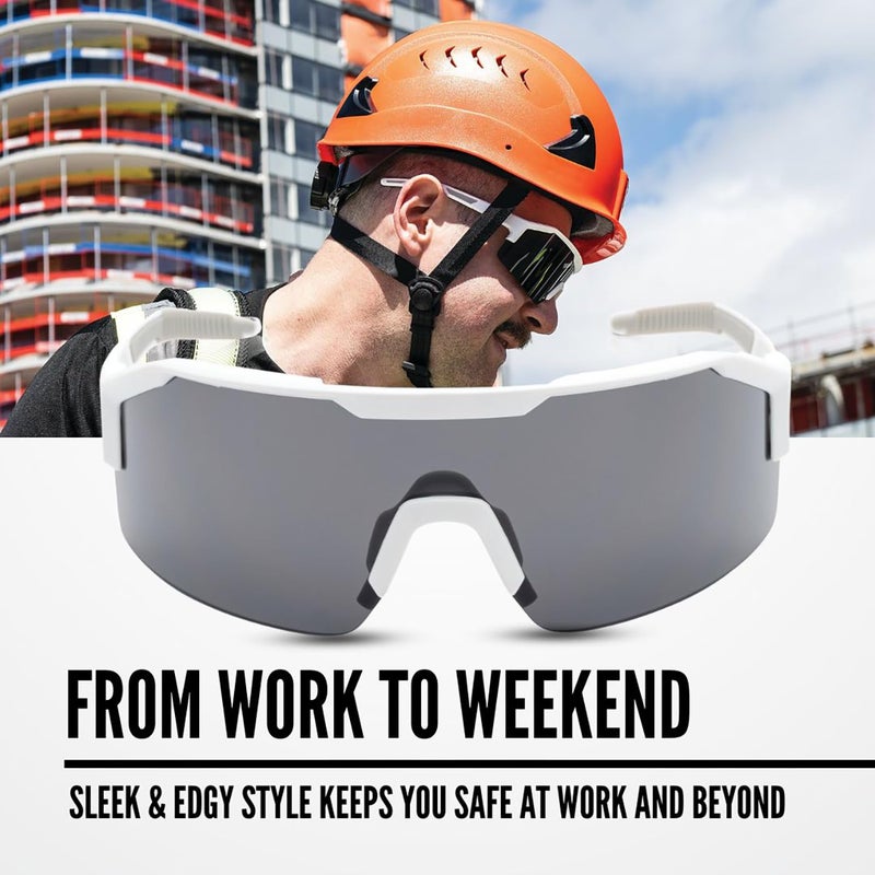 Jackson Safety Maxview+ Anti-Fog Ballistic-Rated Safety Glasses - ANSI Z87.1 Wraparound Anti-Scratch Eye Protection for Men & Women - White Frame with Smoke Lens - Pack of 1 - Image 3