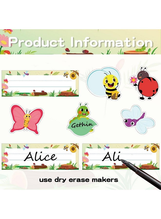 BeYumi 60Pcs Insects Cutouts Nameplates Classroom Accents Name Tags Back To School Butterfly Ladybug Bee Dragonfly Caterpillar Bulletin Board Decoration Set For Elementary Preschool Kindergarten - Image 3