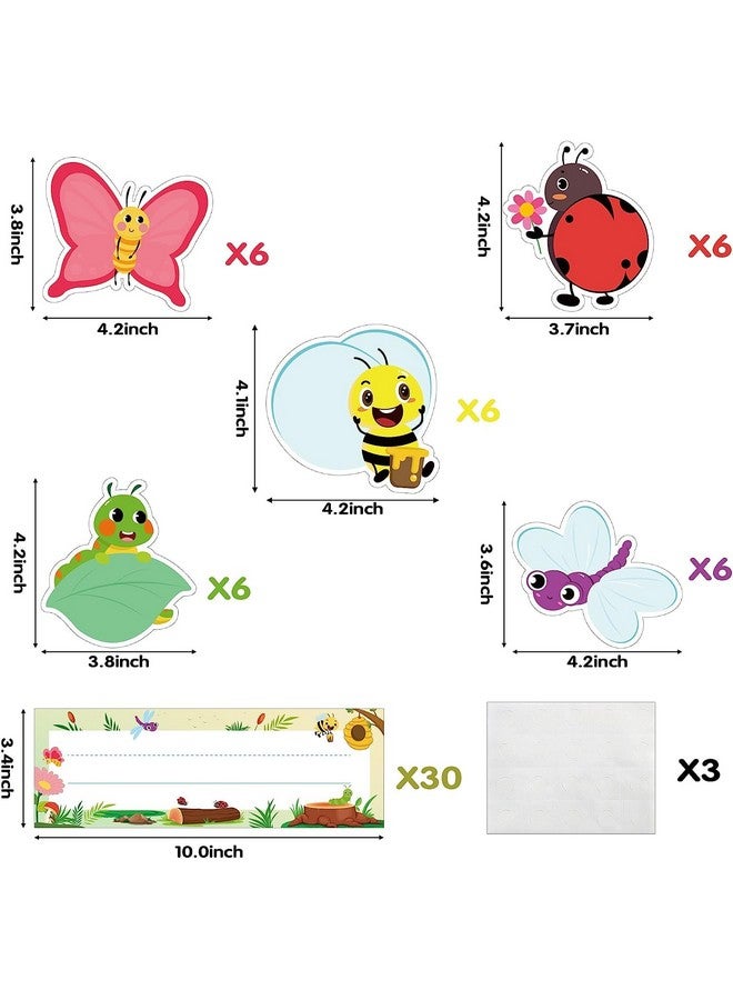 BeYumi 60Pcs Insects Cutouts Nameplates Classroom Accents Name Tags Back To School Butterfly Ladybug Bee Dragonfly Caterpillar Bulletin Board Decoration Set For Elementary Preschool Kindergarten - Image 2