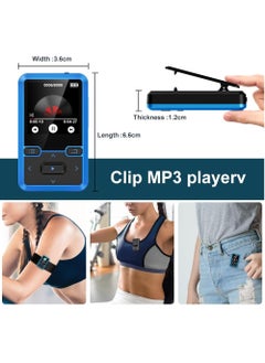 ليسو مشغل MP3 مع بلوتوث 5.0 مشغل موسيقى رقمي MP3 يمكن ارتداؤه mp3 وmp4، مشغل MP3 خفيف الوزن للغاية للأطفال، دعم راديو FM، عداد الخطى، حتى 128 جيجابايت (أزرق)  - Image 3
