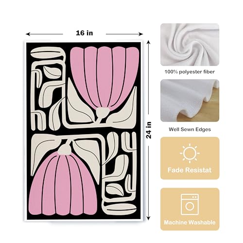 Qpenm Abstract Boho Pink and Beige Floral Kitchen Towels Set of 2, Retro 70s Groovy Floral Hand Towels for Bathroom Decor, Modern Minimalist Botanical Dish Tea Towels for Kitchen Decor, 16x24 Inch - Image 5